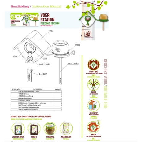 Mangeoire Lona "Voerhuis H2" - Vert 2 Mangeoire Lona "Voerhuis H2" - Vert – Image 2